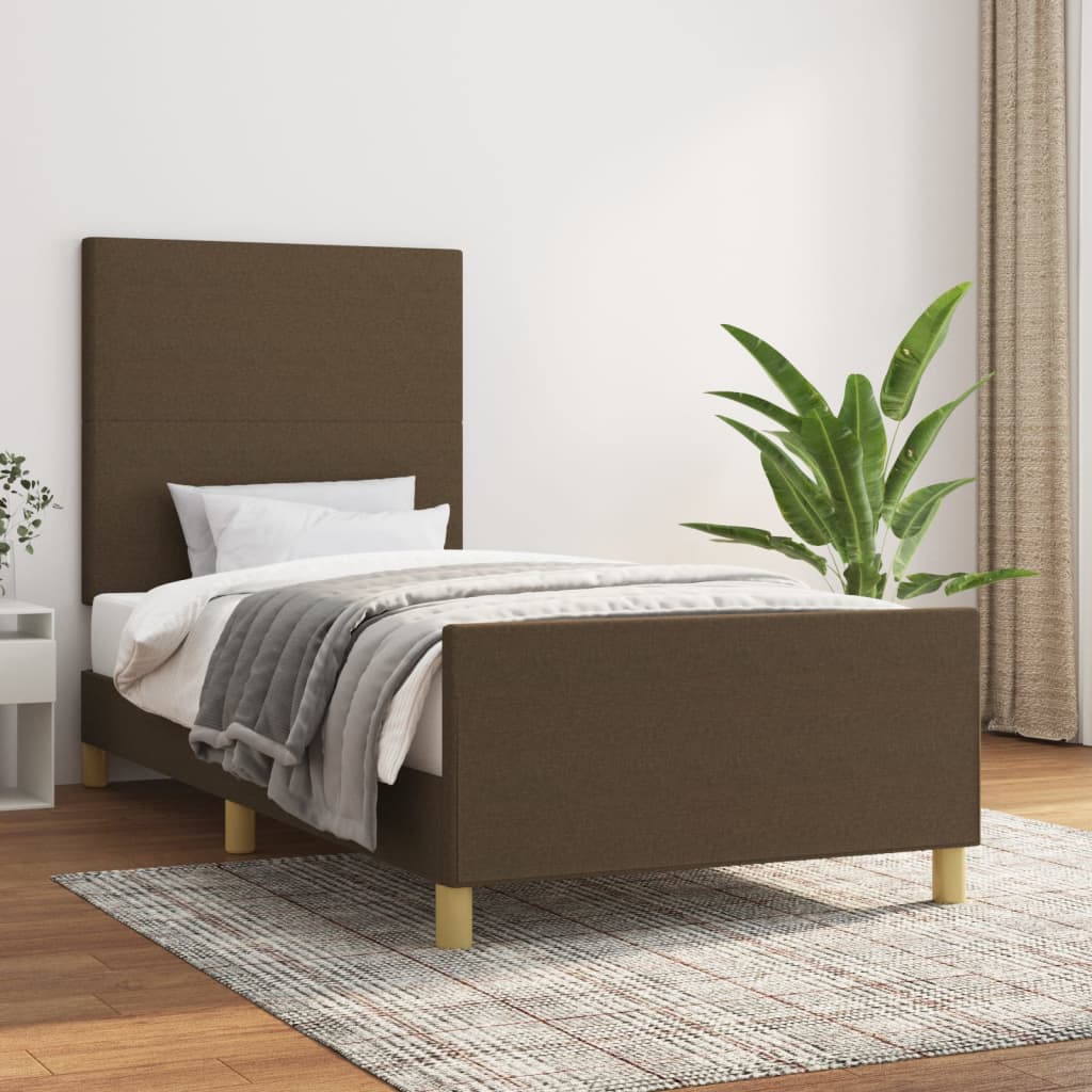 Bedframe zonder matras 100x200 cm stof donkerbruin is nu te koop bij PeponiXL, paradijselijk wonen!