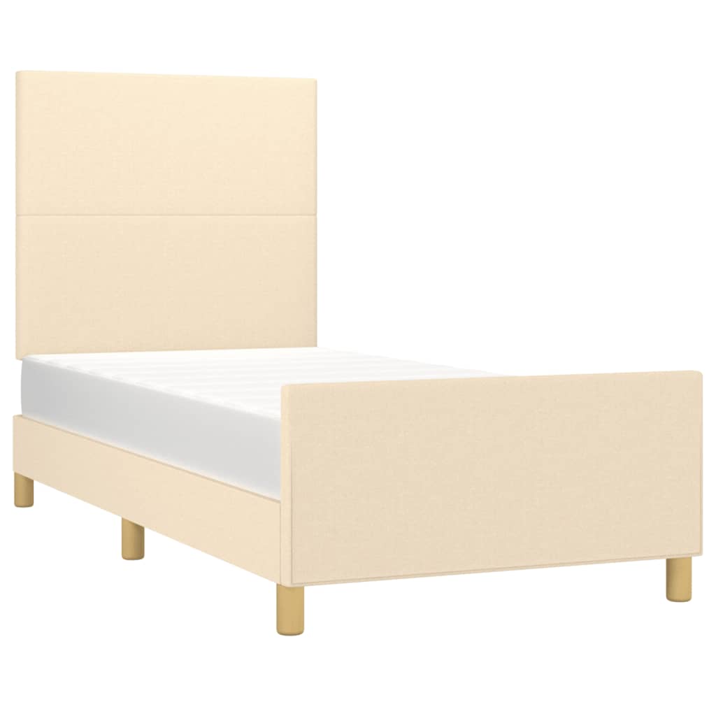 Bedframe zonder matras 100x200 cm stof crèmekleurig is nu te koop bij PeponiXL, paradijselijk wonen!