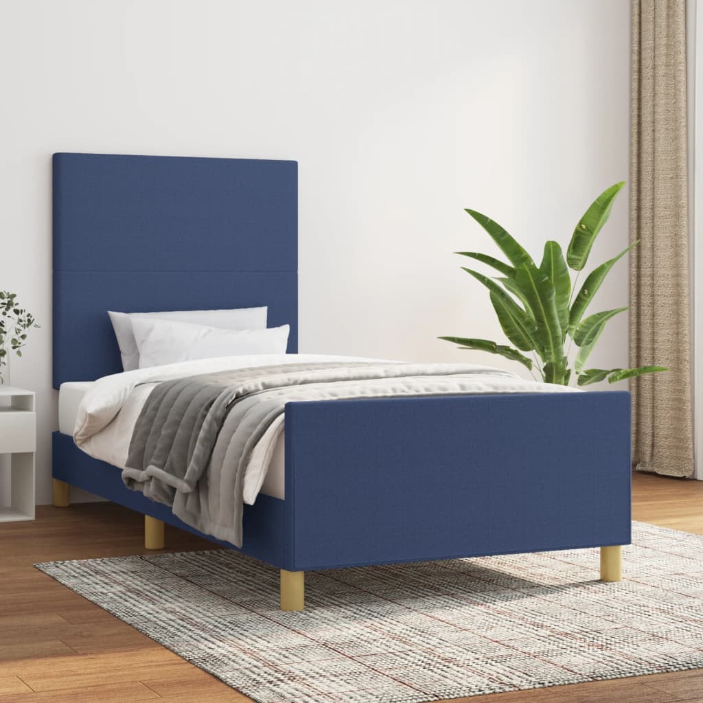 Bedframe zonder matras 100x200 cm stof blauw is nu te koop bij PeponiXL, paradijselijk wonen!