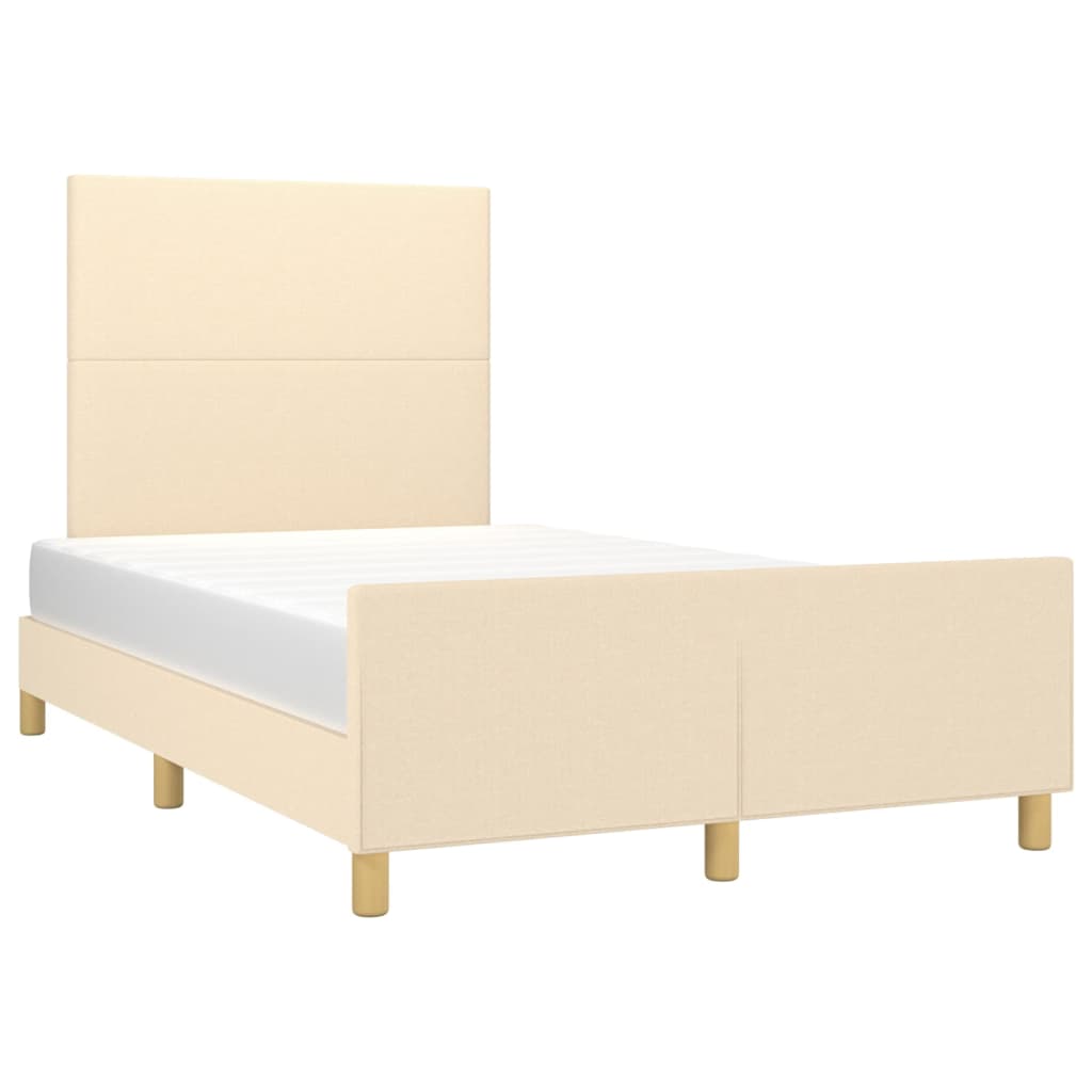 Bedframe zonder matras 120x200 cm stof crèmekleurig is nu te koop bij PeponiXL, paradijselijk wonen!