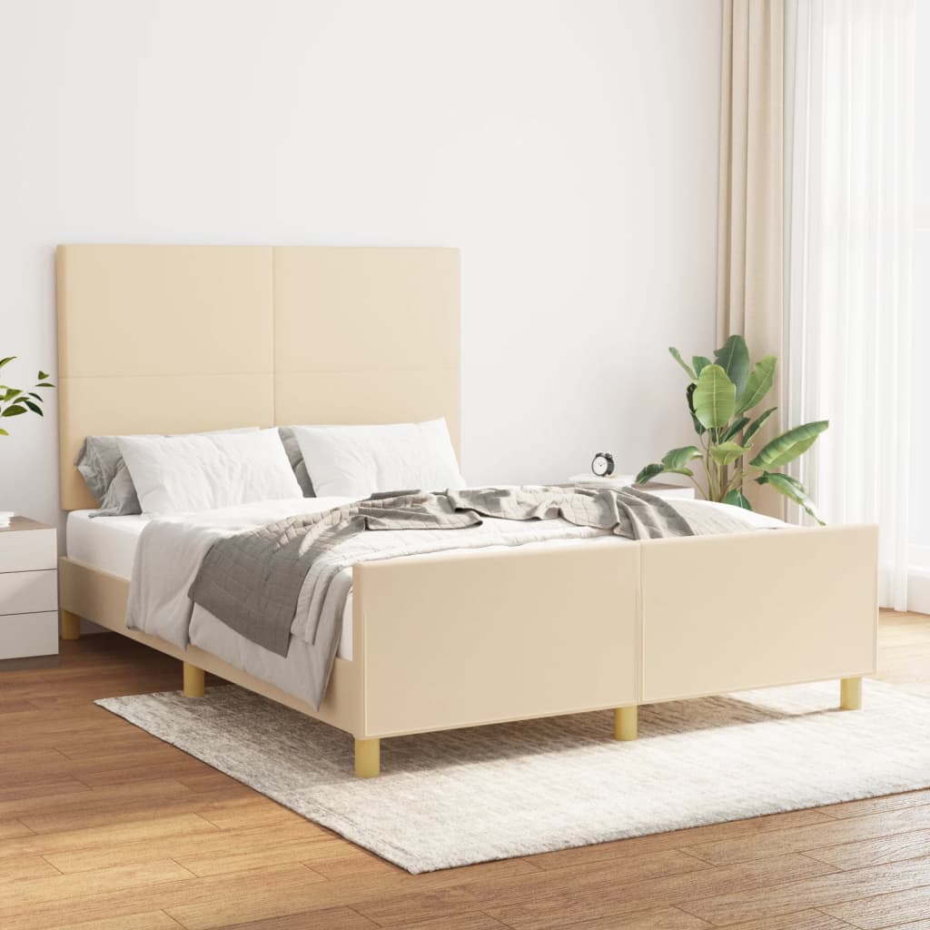 Bedframe zonder matras stof crèmekleurig 140x190 cm is nu te koop bij PeponiXL, paradijselijk wonen!