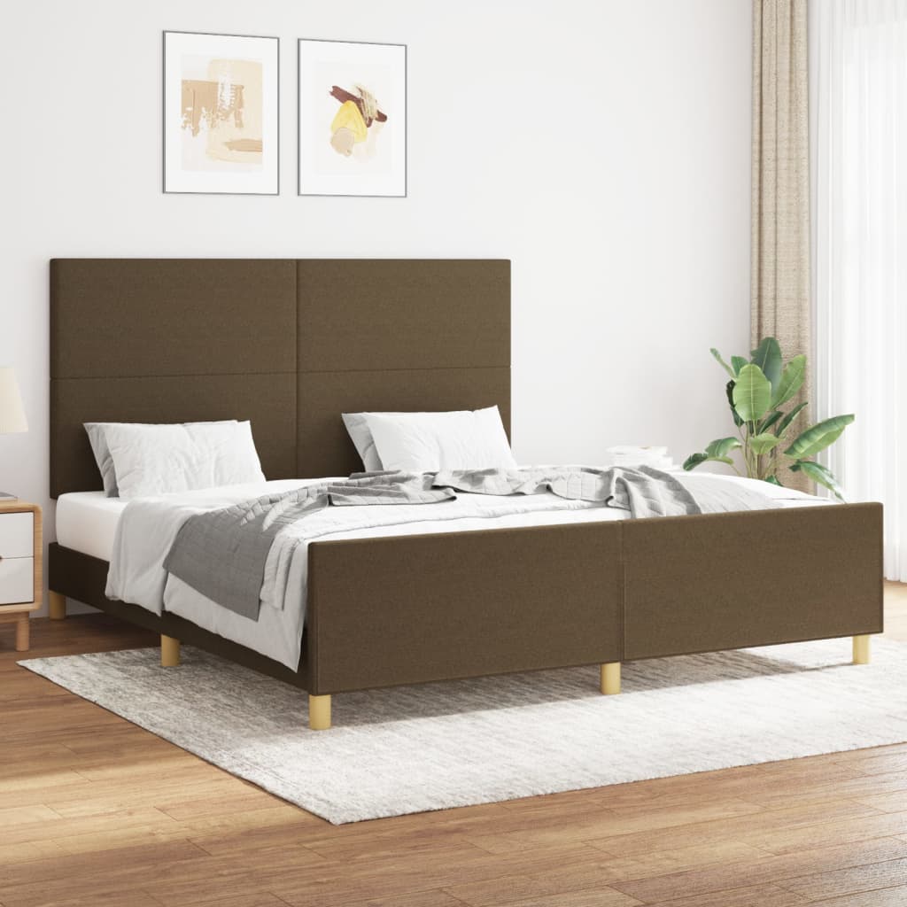 Bedframe zonder matras stof donkerbruin 160x200 cm is nu te koop bij PeponiXL, paradijselijk wonen!