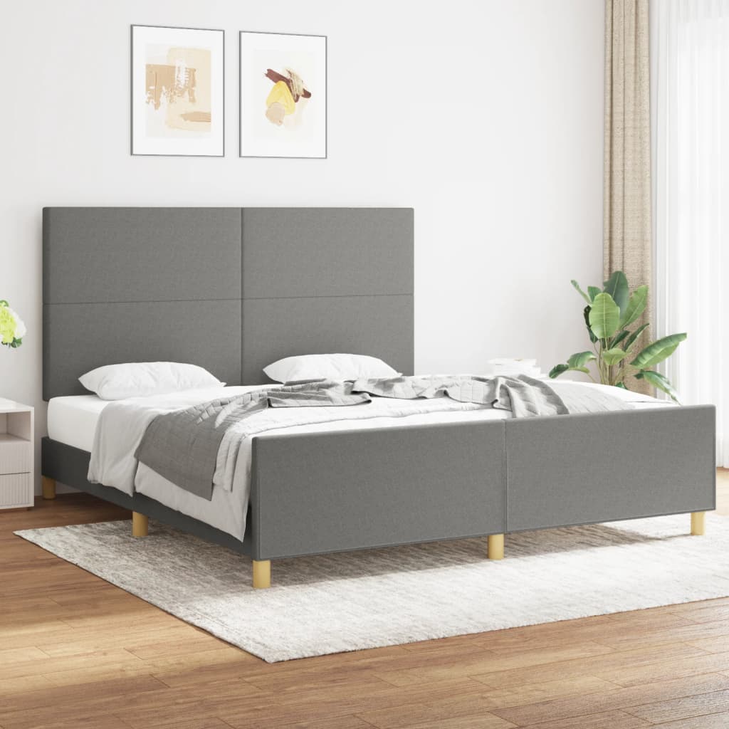 Bedframe zonder matras stof donkergrijs 180x200 cm is nu te koop bij PeponiXL, paradijselijk wonen!