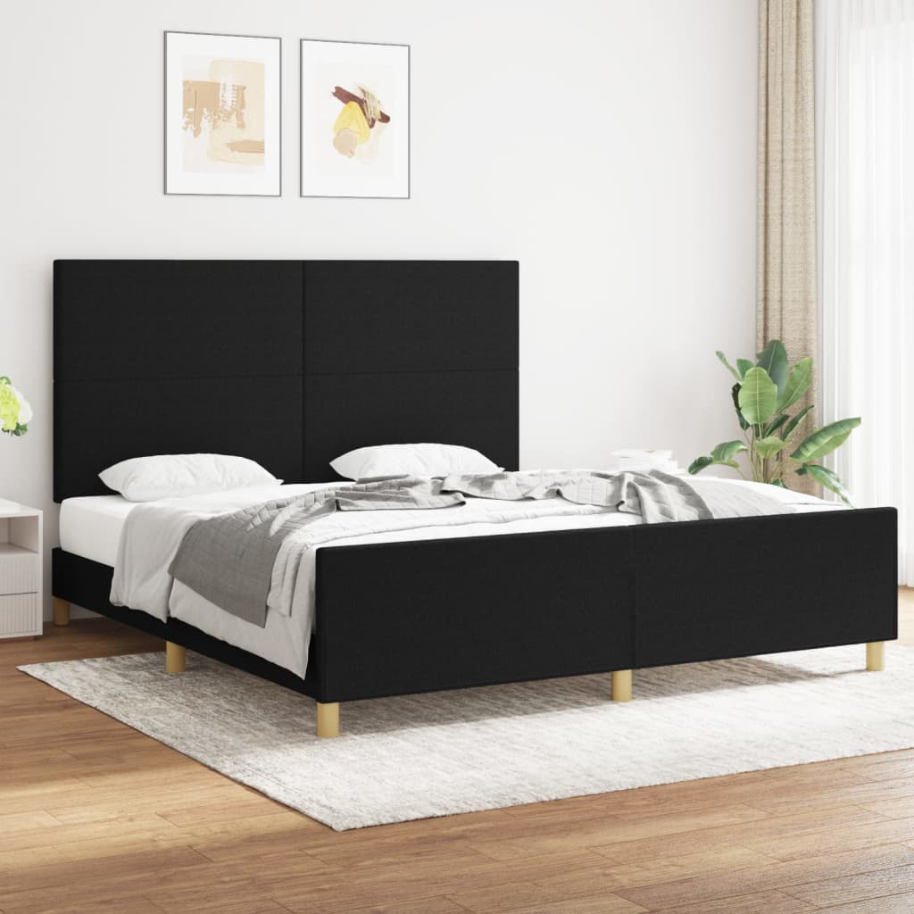 Bedframe zonder matras stof zwart 180x200 cm is nu te koop bij PeponiXL, paradijselijk wonen!