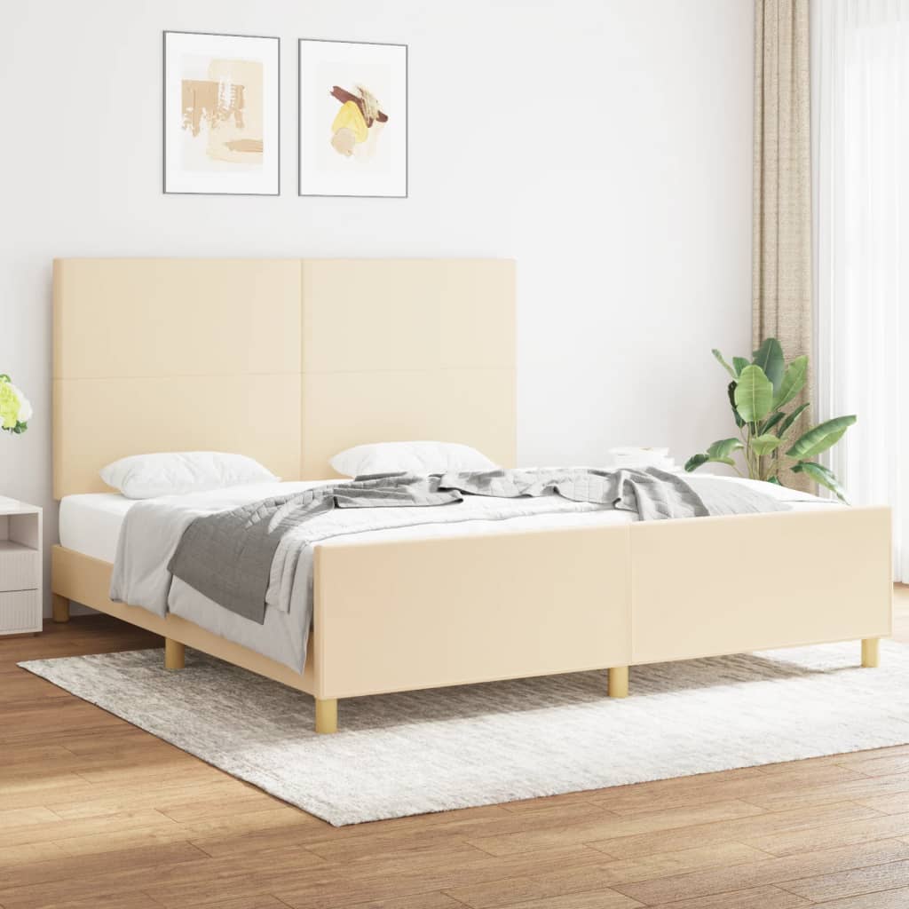 Bedframe zonder matras stof crèmekleurig 180x200 cm is nu te koop bij PeponiXL, paradijselijk wonen!