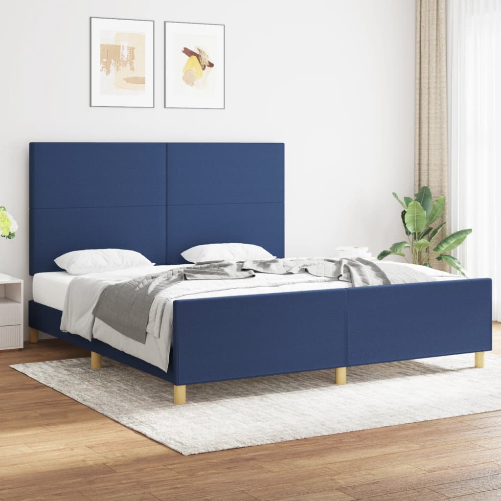 Bedframe zonder matras stof blauw 180x200 cm is nu te koop bij PeponiXL, paradijselijk wonen!
