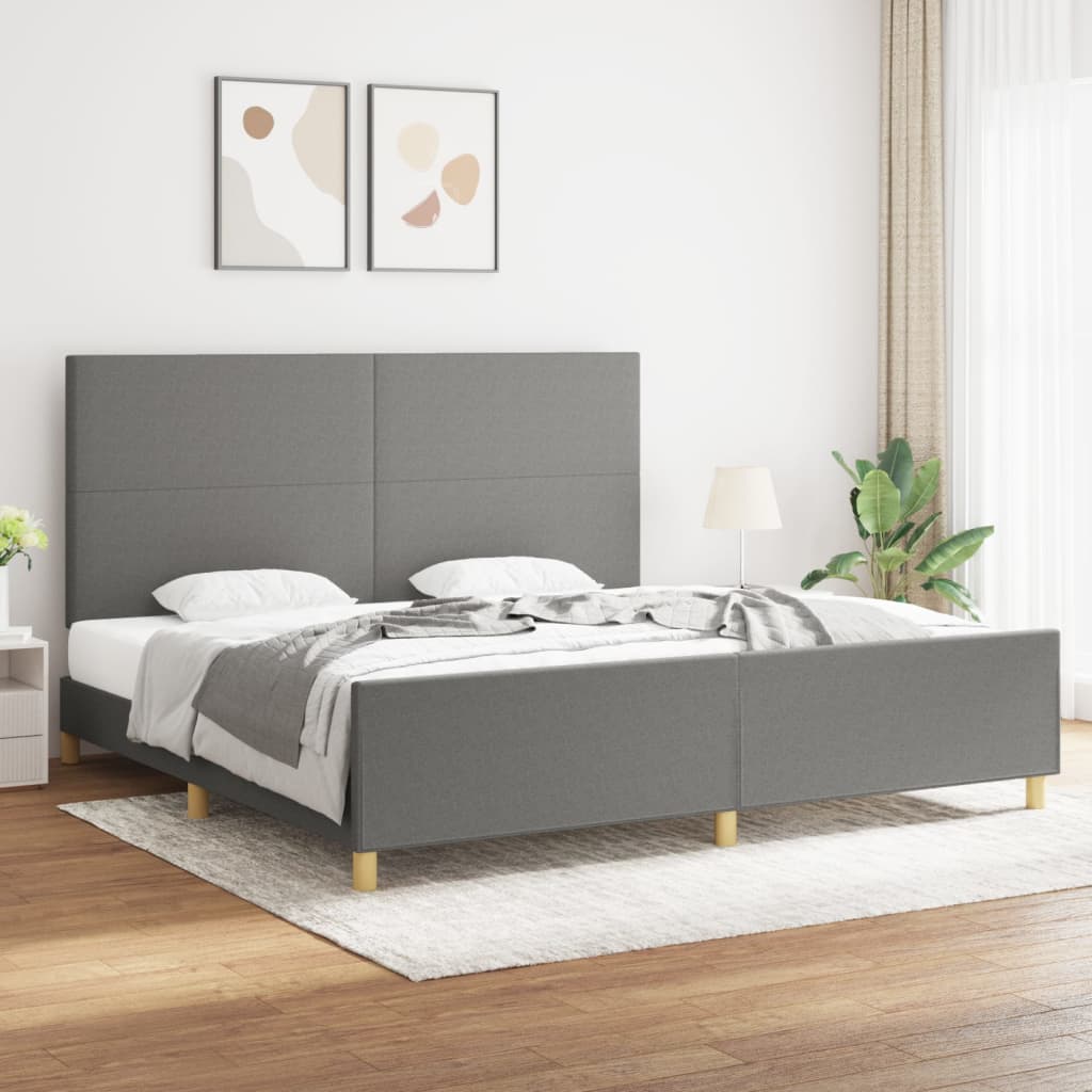 Bedframe zonder matras stof donkergrijs 200x200 cm is nu te koop bij PeponiXL, paradijselijk wonen!