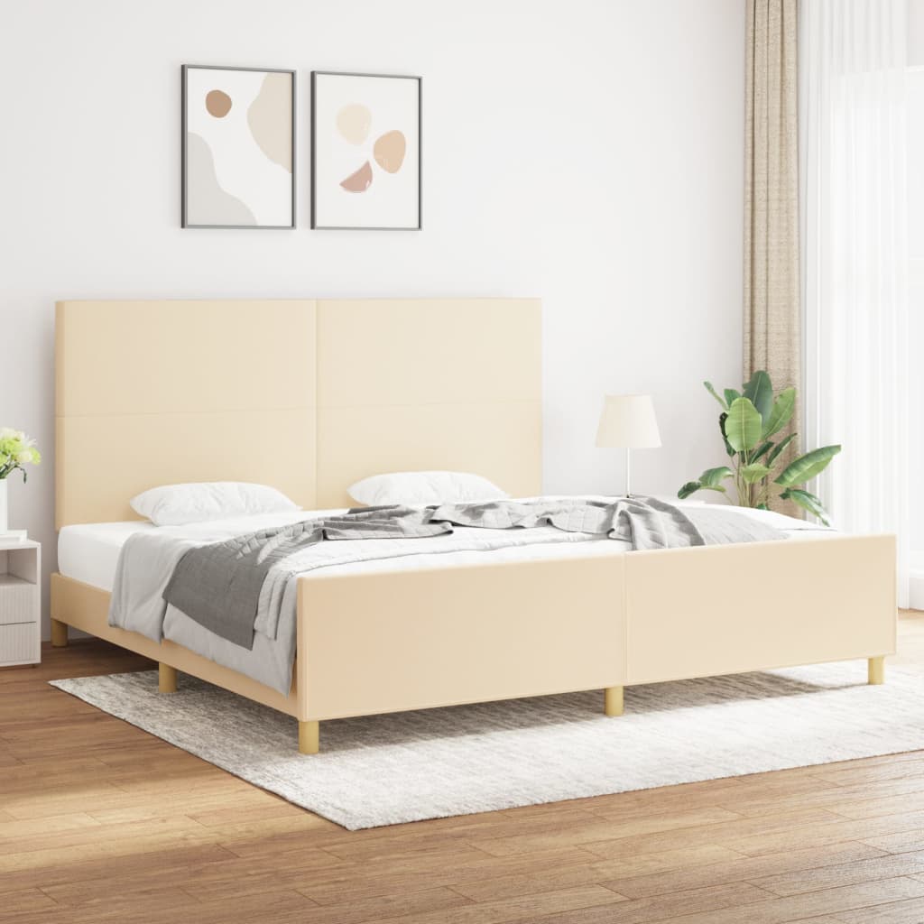 Bedframe zonder matras stof crèmekleurig 200x200 cm is nu te koop bij PeponiXL, paradijselijk wonen!