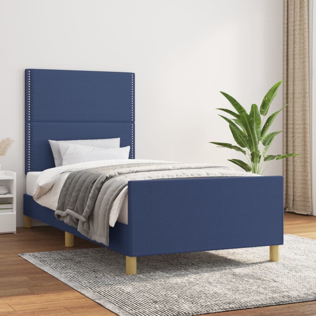 Bedframe zonder matras 90x190 cm stof blauw is nu te koop bij PeponiXL, paradijselijk wonen!