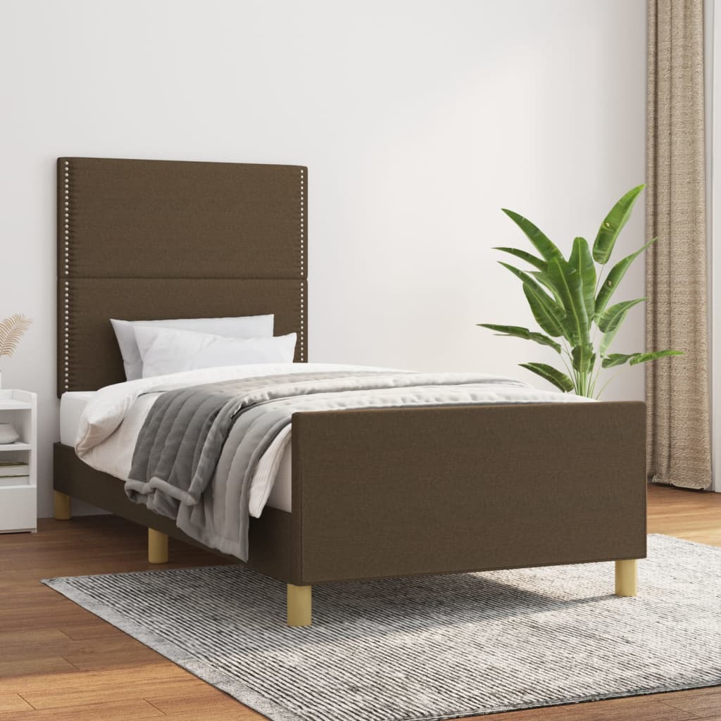 Bedframe zonder matras 90x200 cm stof donkerbruin is nu te koop bij PeponiXL, paradijselijk wonen!