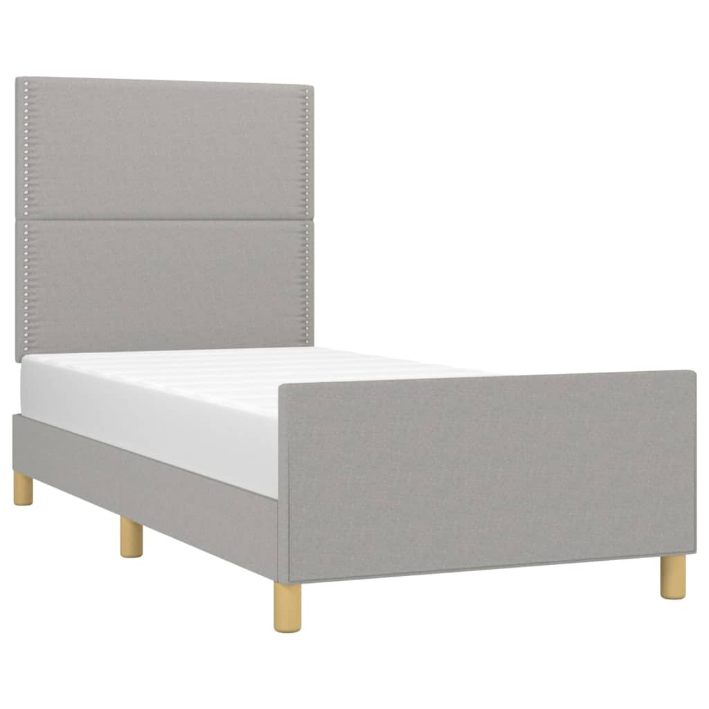 Bedframe zonder matras 100x200 cm stof lichtgrijs is nu te koop bij PeponiXL, paradijselijk wonen!