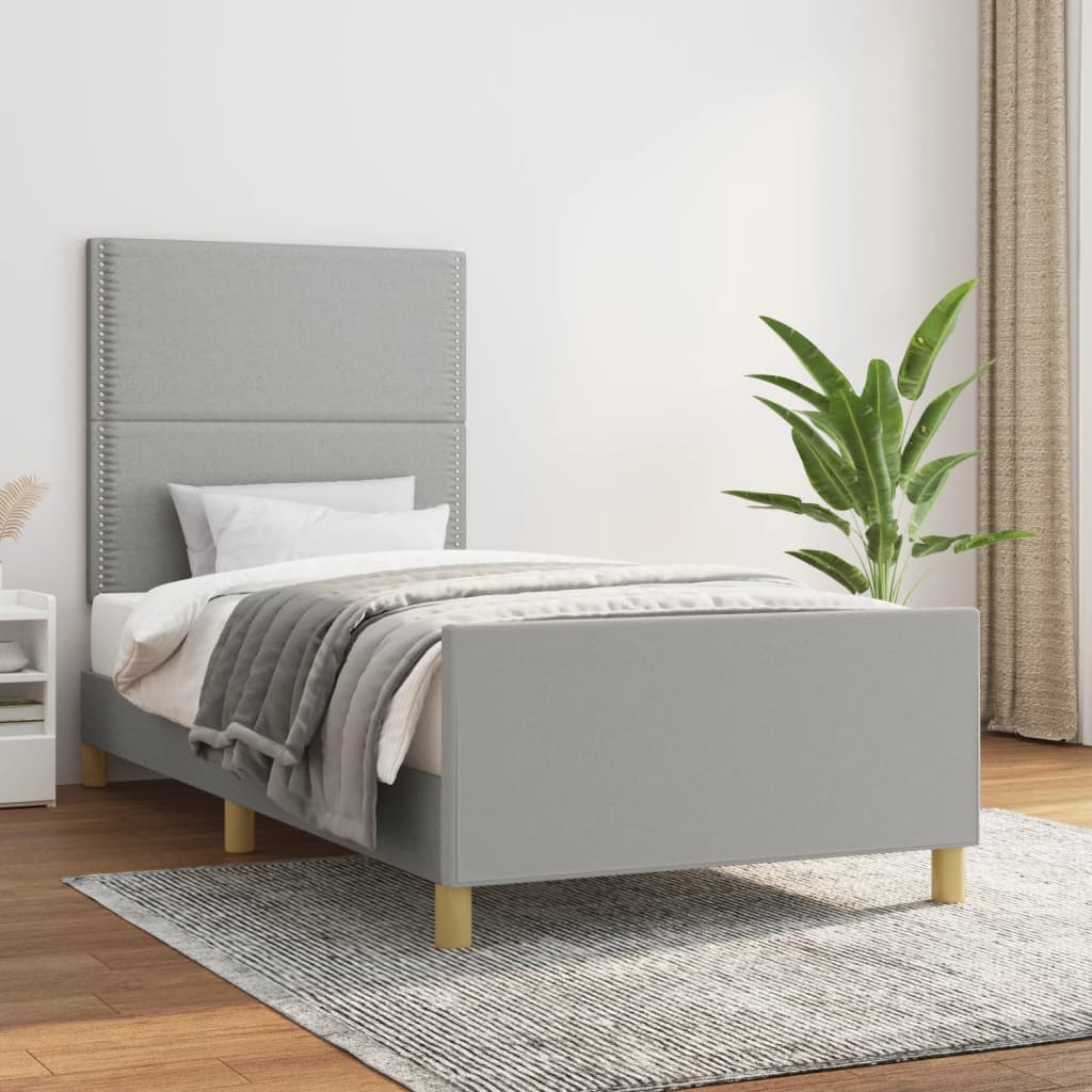 Bedframe zonder matras 100x200 cm stof lichtgrijs is nu te koop bij PeponiXL, paradijselijk wonen!