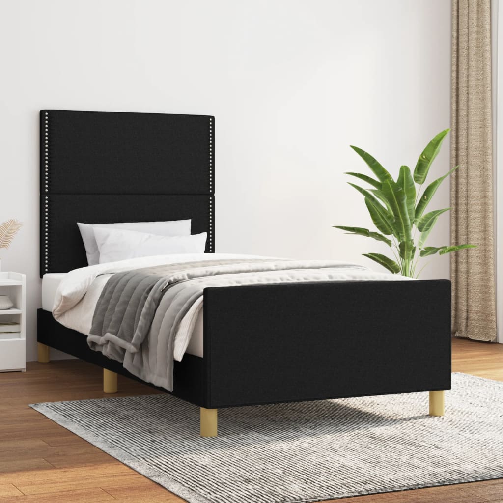 Bedframe zonder matras 100x200 cm stof zwart is nu te koop bij PeponiXL, paradijselijk wonen!