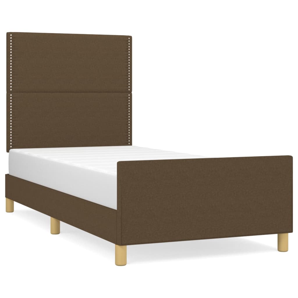 Bedframe zonder matras 100x200 cm stof donkerbruin is nu te koop bij PeponiXL, paradijselijk wonen!