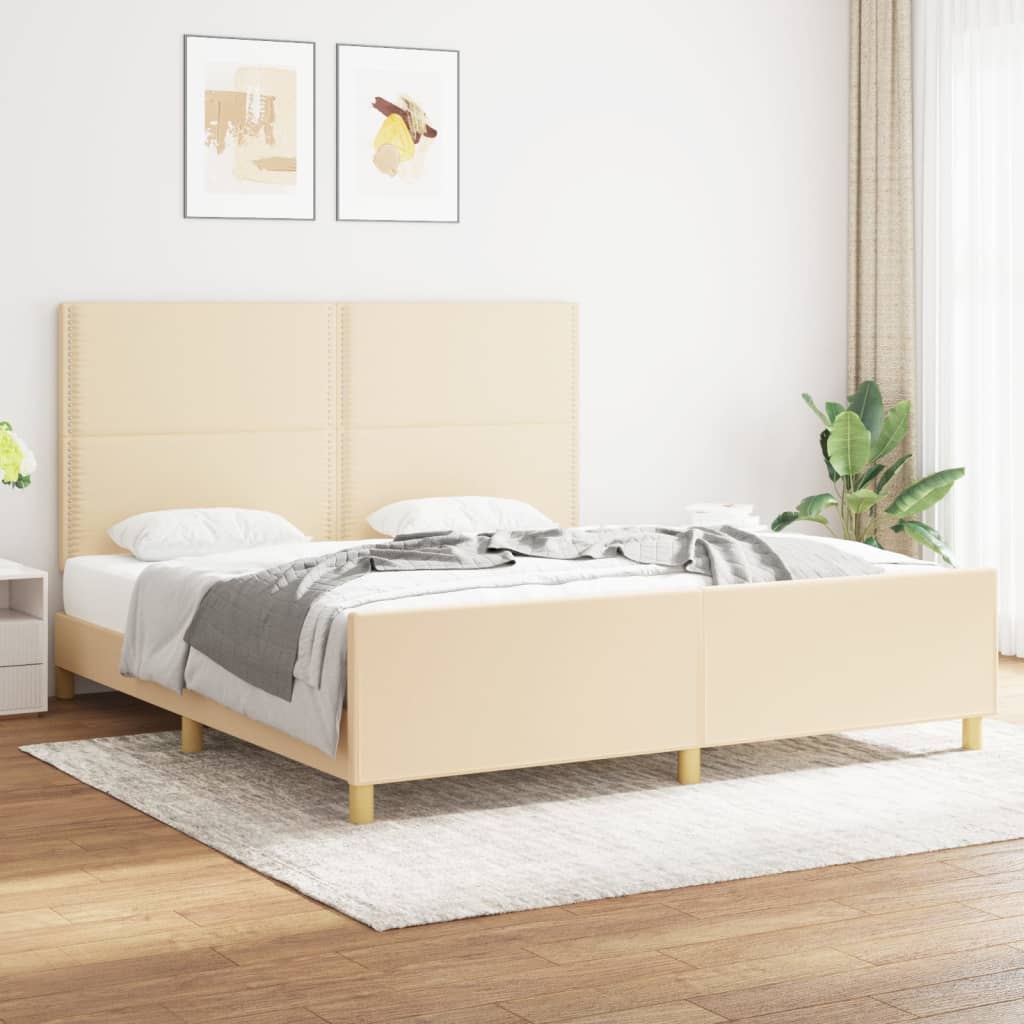 Bedframe zonder matras stof crèmekleurig 180x200 cm is nu te koop bij PeponiXL, paradijselijk wonen!