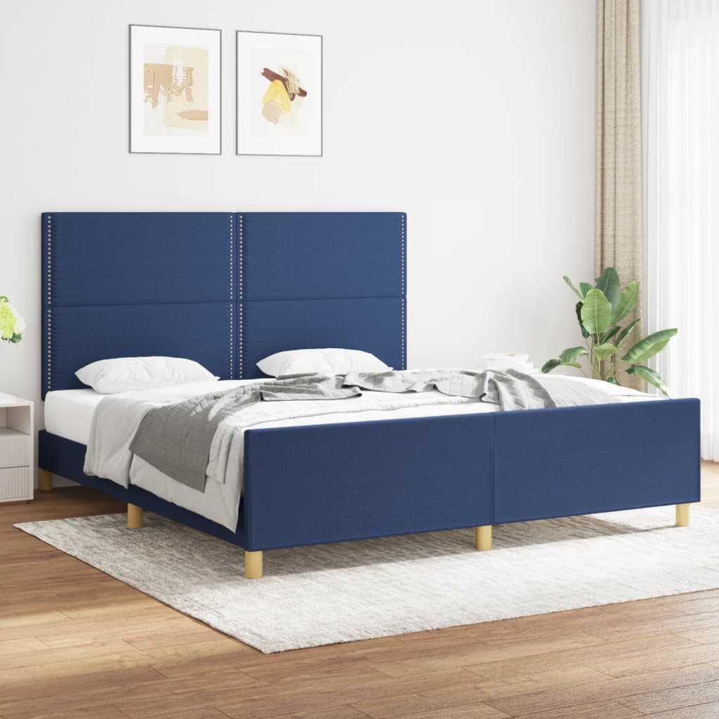 Bedframe zonder matras stof blauw 180x200 cm is nu te koop bij PeponiXL, paradijselijk wonen!