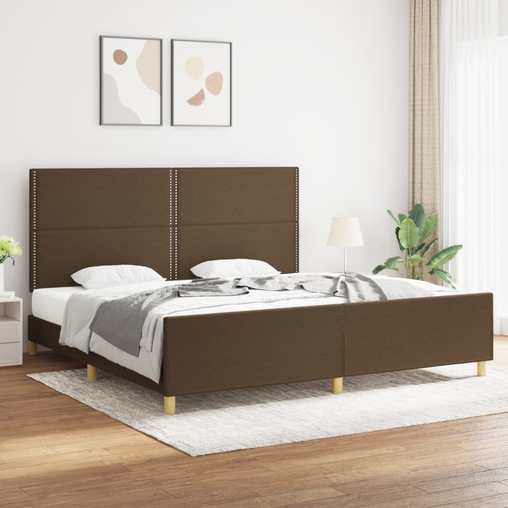 Bedframe zonder matras stof donkerbruin 200x200 cm is nu te koop bij PeponiXL, paradijselijk wonen!
