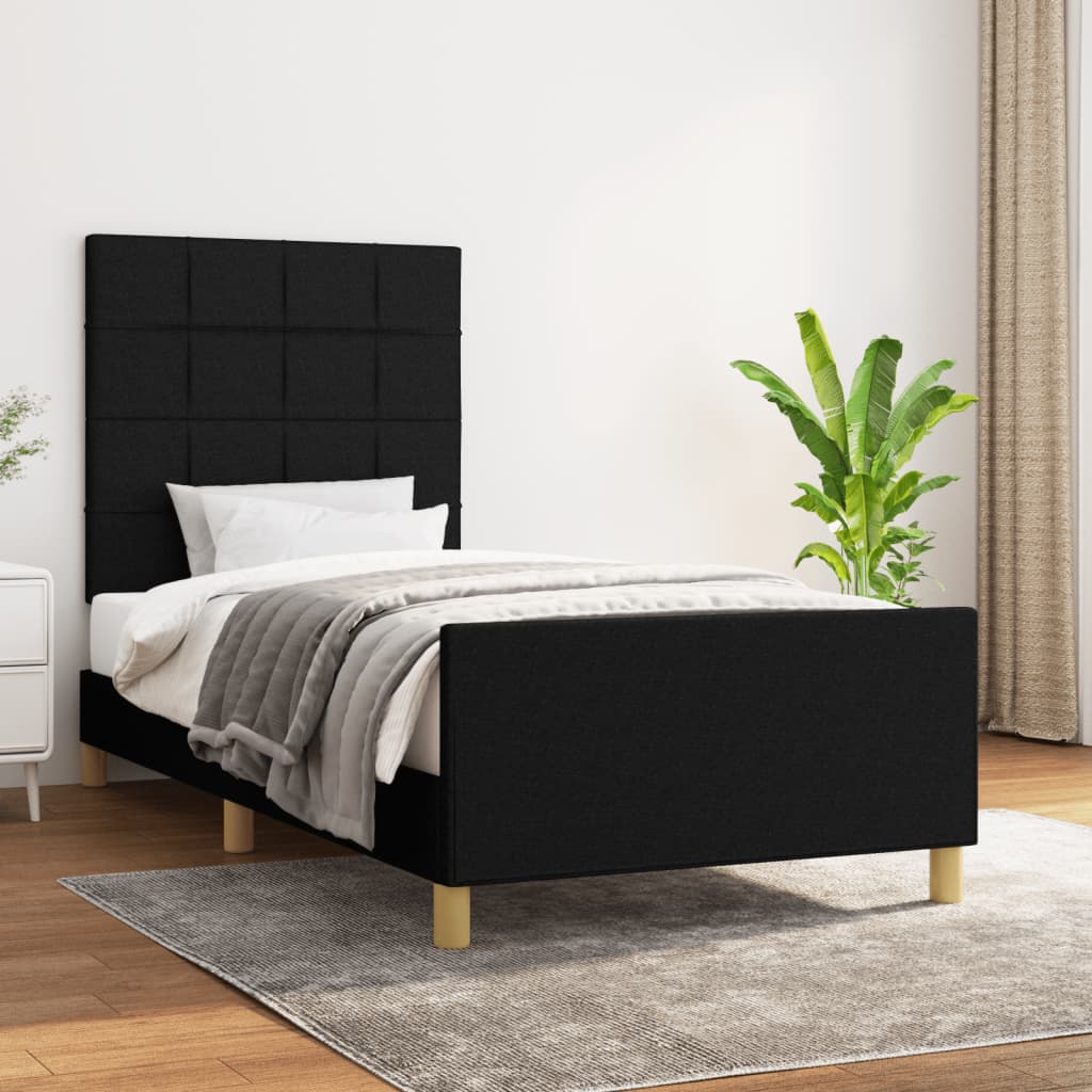 Bedframe zonder matras 80x200 cm stof zwart is nu te koop bij PeponiXL, paradijselijk wonen!