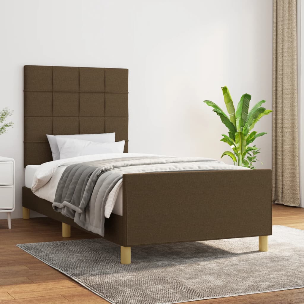 Bedframe zonder matras 90x190 cm stof donkerbruin is nu te koop bij PeponiXL, paradijselijk wonen!