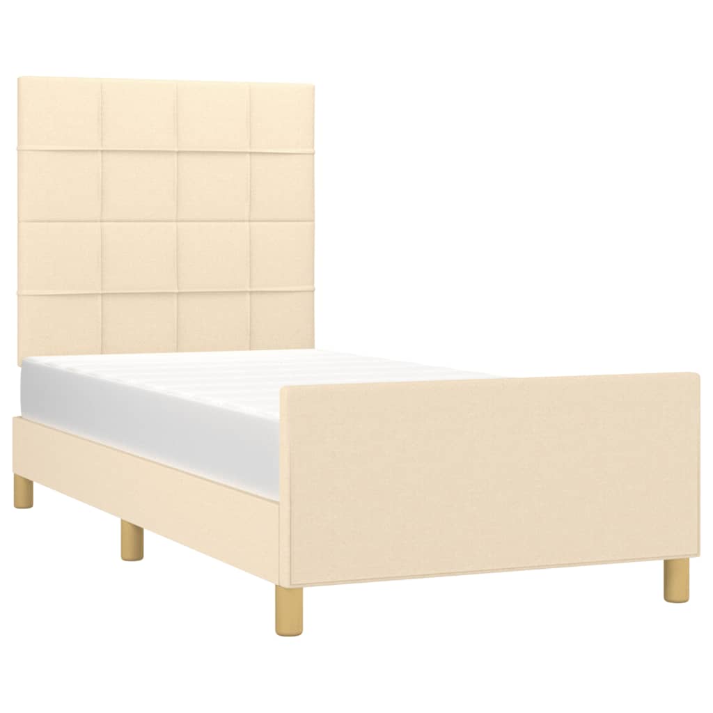 Bedframe zonder matras 90x190 cm stof crèmekleurig is nu te koop bij PeponiXL, paradijselijk wonen!