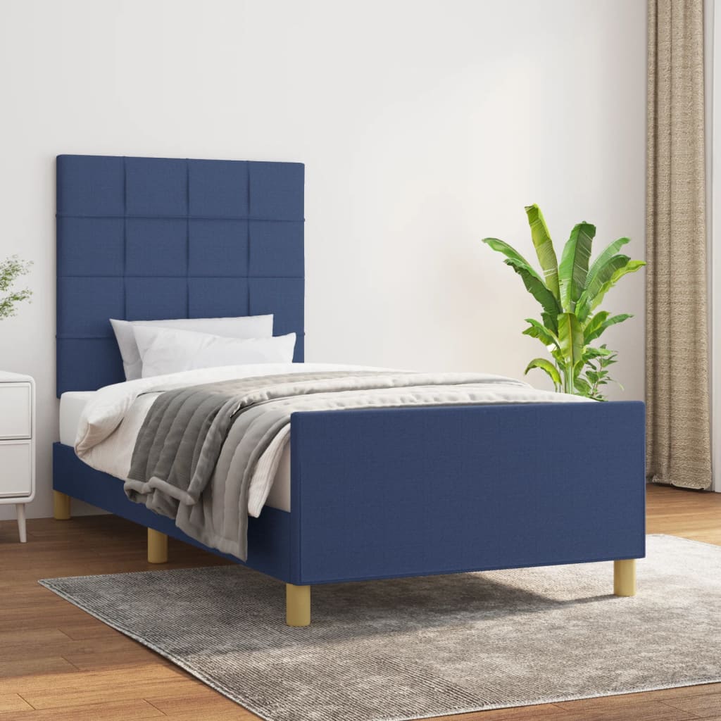 Bedframe zonder matras 90x190 cm stof blauw is nu te koop bij PeponiXL, paradijselijk wonen!