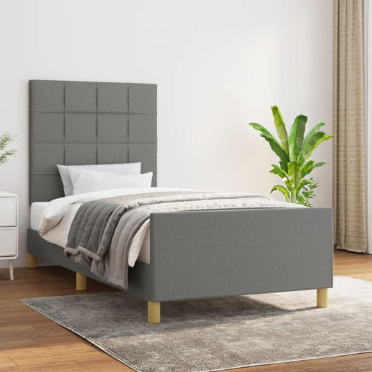 Bedframe zonder matras 90x200 cm stof donkergrijs is nu te koop bij PeponiXL, paradijselijk wonen!