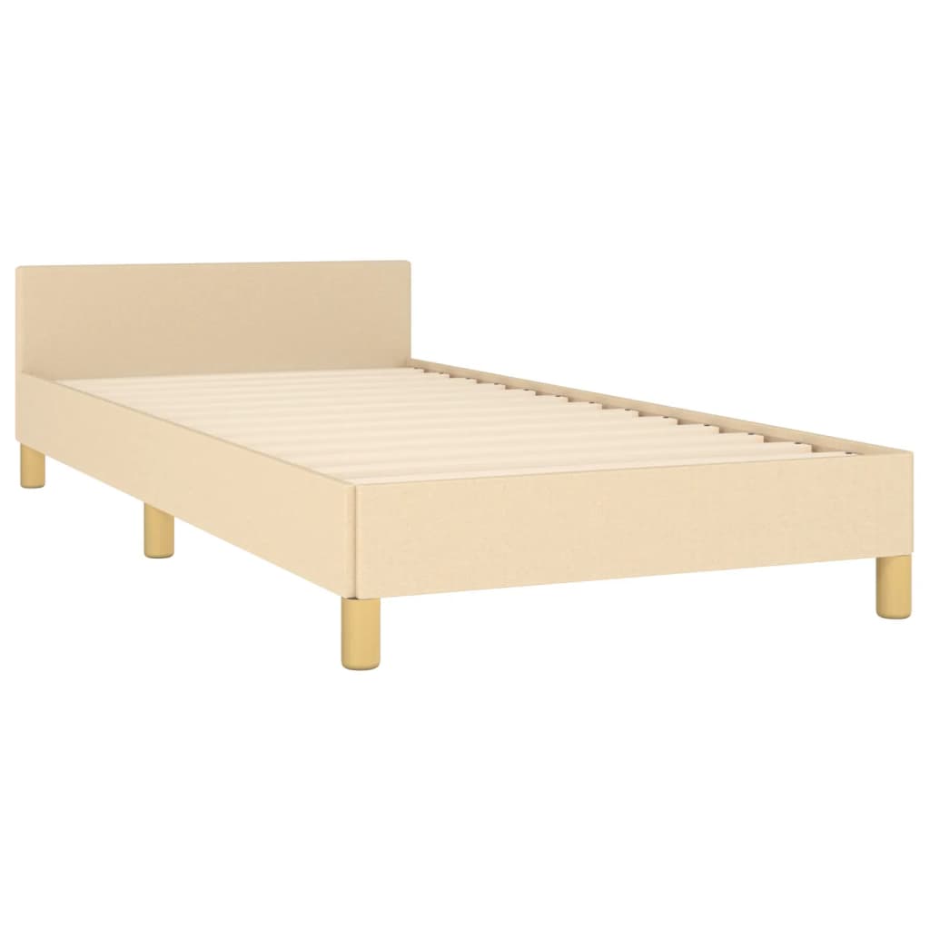 Bedframe zonder matras 90x200 cm stof crèmekleurig is nu te koop bij PeponiXL, paradijselijk wonen!