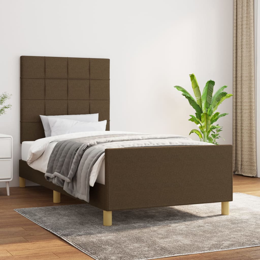 Bedframe zonder matras 100x200 cm stof donkerbruin is nu te koop bij PeponiXL, paradijselijk wonen!
