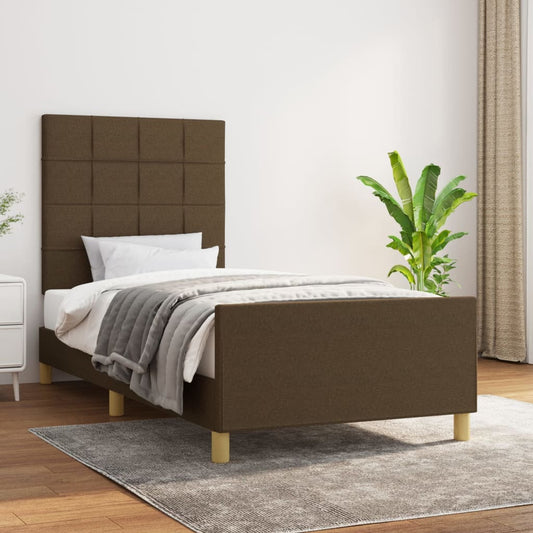 Bedframe zonder matras 100x200 cm stof donkerbruin is nu te koop bij PeponiXL, paradijselijk wonen!