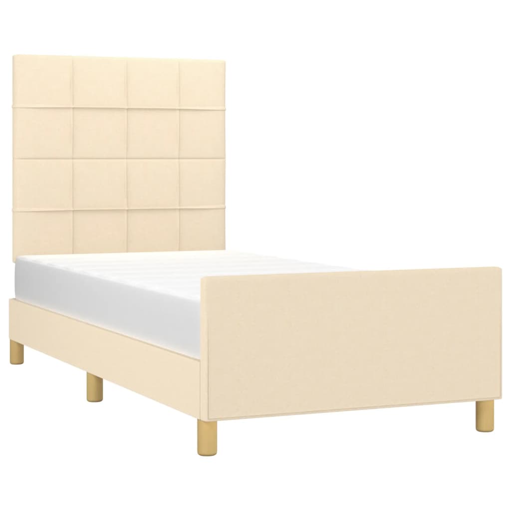 Bedframe zonder matras 100x200 cm stof crèmekleurig is nu te koop bij PeponiXL, paradijselijk wonen!