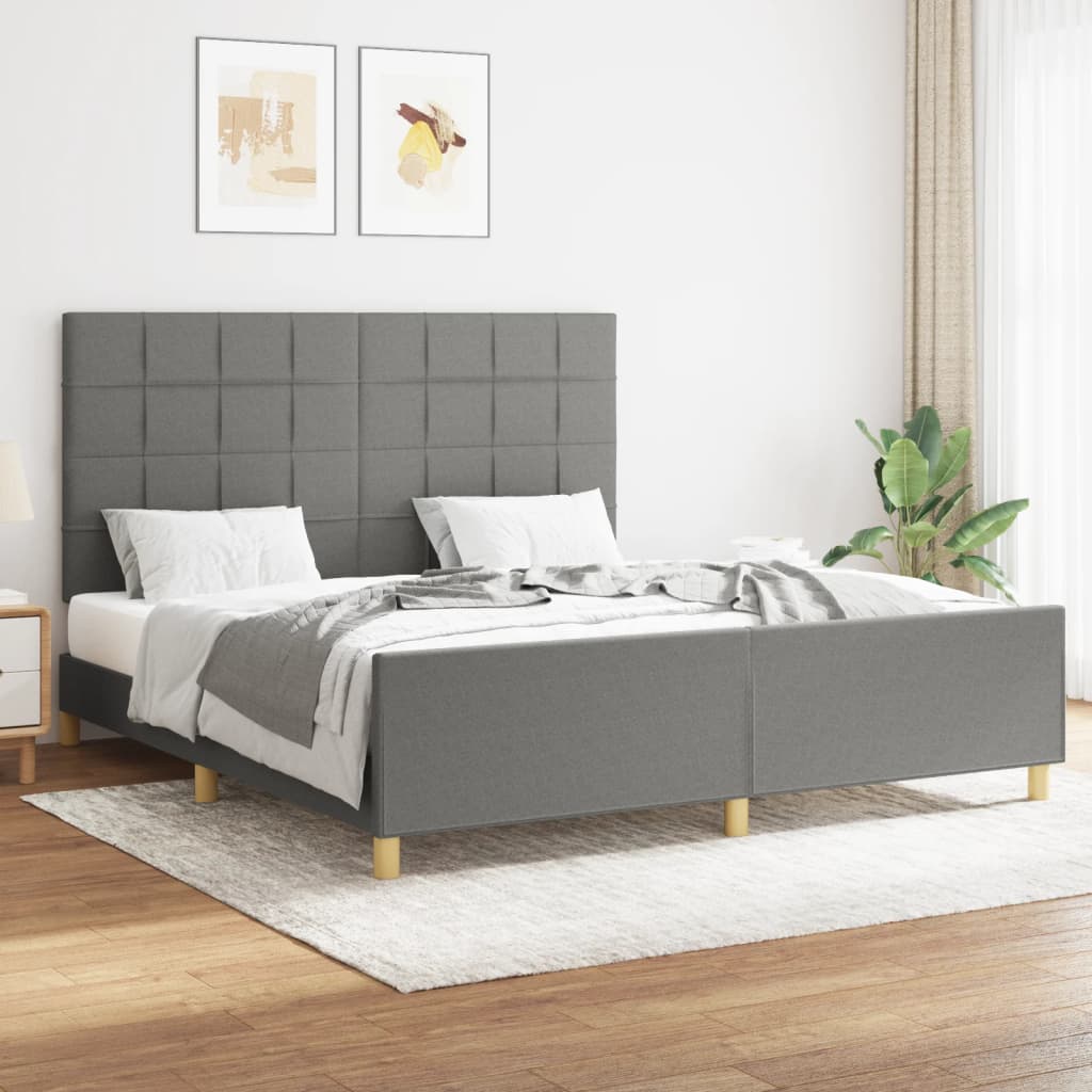 Bedframe zonder matras stof donkergrijs 160x200 cm is nu te koop bij PeponiXL, paradijselijk wonen!