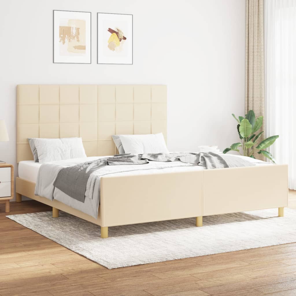 Bedframe zonder matras stof crèmekleurig 160x200 cm is nu te koop bij PeponiXL, paradijselijk wonen!