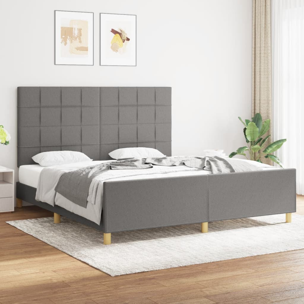 Bedframe zonder matras stof donkergrijs 180x200 cm is nu te koop bij PeponiXL, paradijselijk wonen!