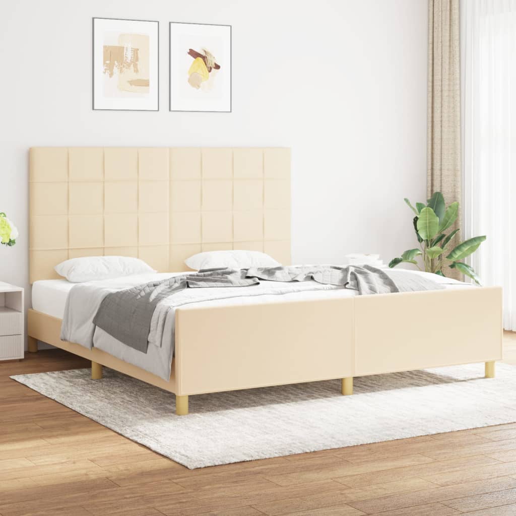 Bedframe zonder matras stof crèmekleurig 180x200 cm is nu te koop bij PeponiXL, paradijselijk wonen!