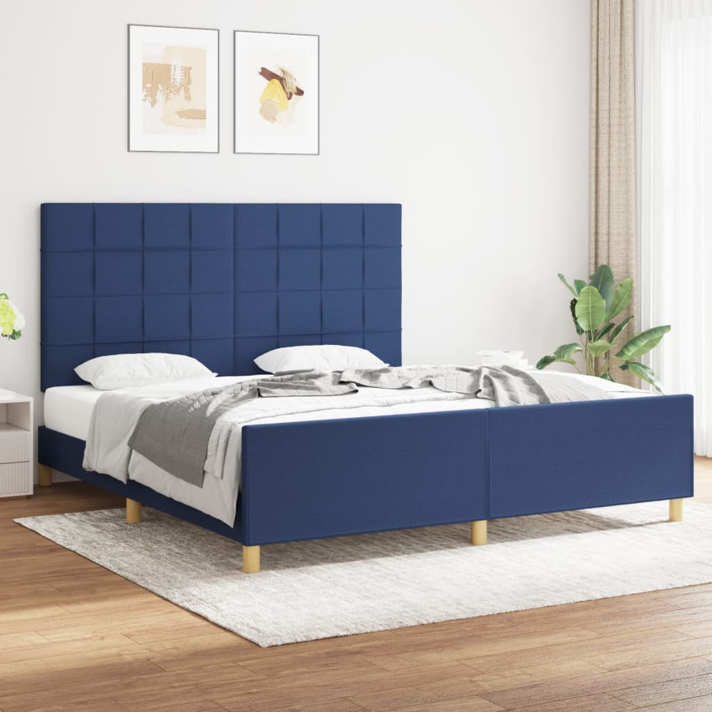 Bedframe zonder matras stof blauw 180x200 cm is nu te koop bij PeponiXL, paradijselijk wonen!