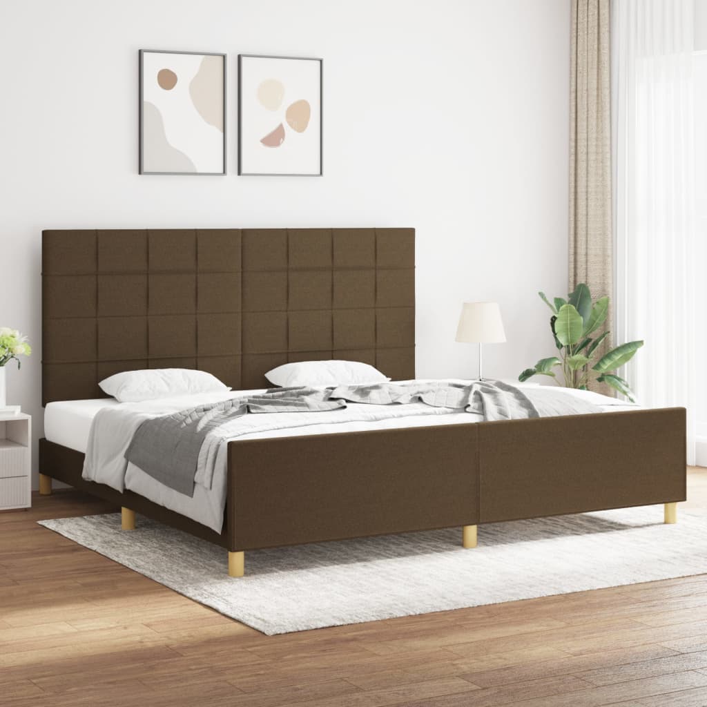 Bedframe zonder matras stof donkerbruin 200x200 cm is nu te koop bij PeponiXL, paradijselijk wonen!