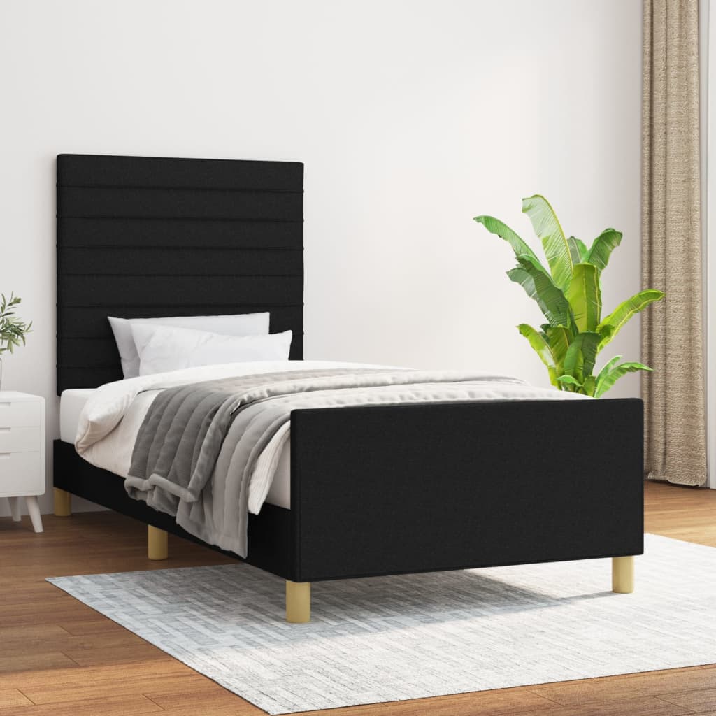 Bedframe zonder matras 80x200 cm stof zwart is nu te koop bij PeponiXL, paradijselijk wonen!