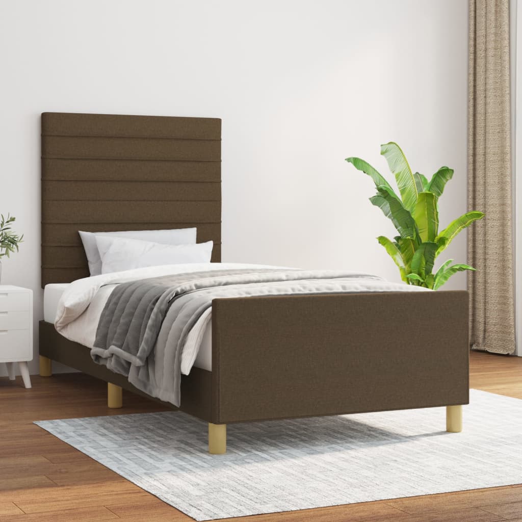 Bedframe zonder matras 80x200 cm stof donkerbruin is nu te koop bij PeponiXL, paradijselijk wonen!