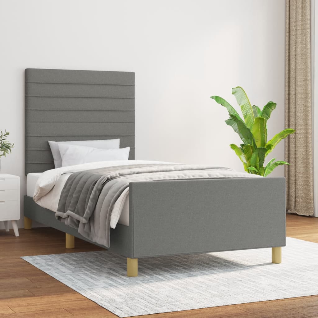 Bedframe zonder matras 90x190 cm stof donkergrijs is nu te koop bij PeponiXL, paradijselijk wonen!