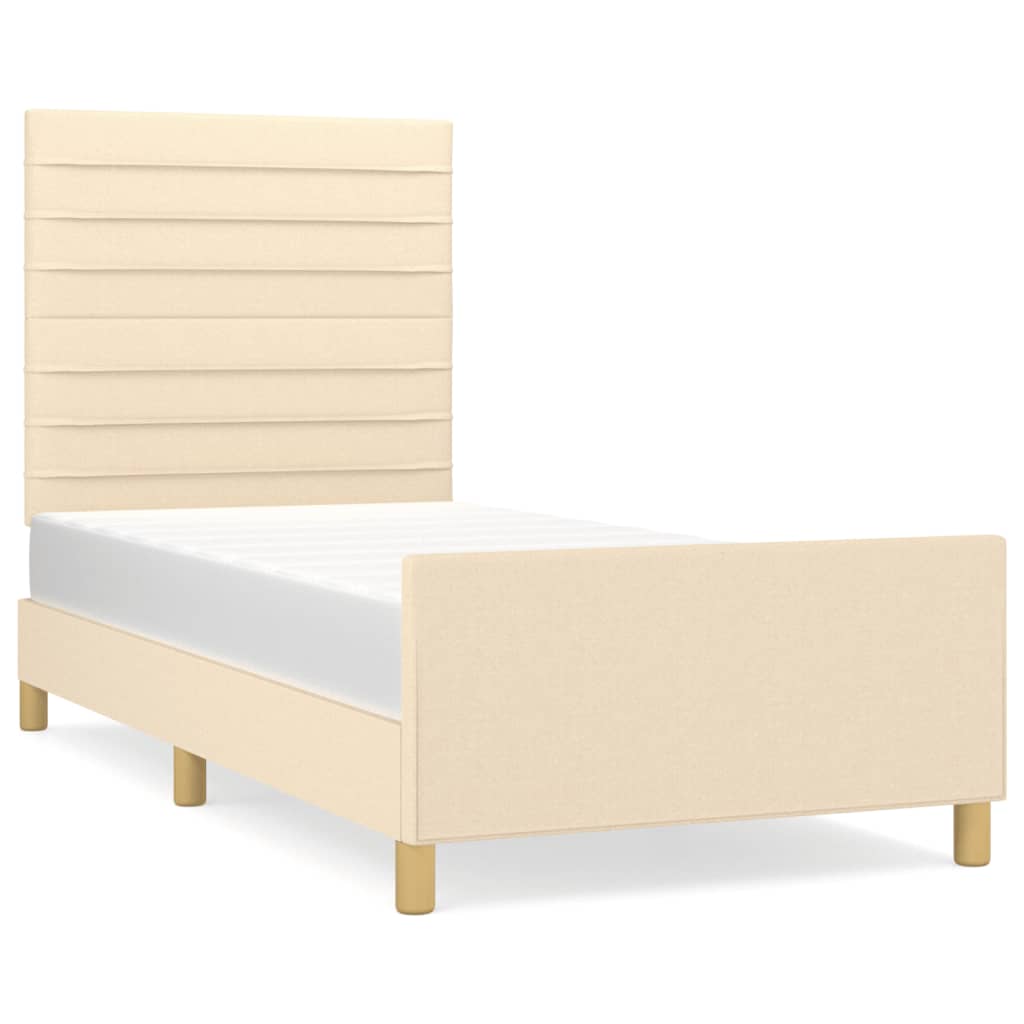Bedframe zonder matras 90x190 cm stof crèmekleurig is nu te koop bij PeponiXL, paradijselijk wonen!