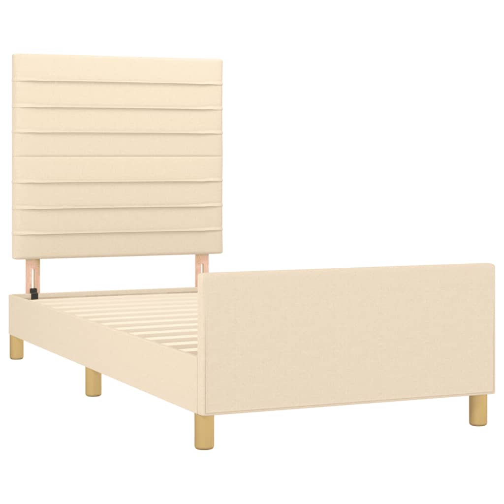 Bedframe zonder matras 90x190 cm stof crèmekleurig is nu te koop bij PeponiXL, paradijselijk wonen!