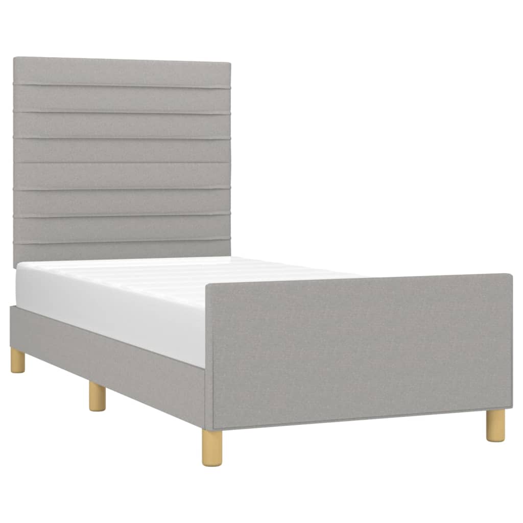 Bedframe zonder matras 90x200 cm stof lichtgrijs is nu te koop bij PeponiXL, paradijselijk wonen!