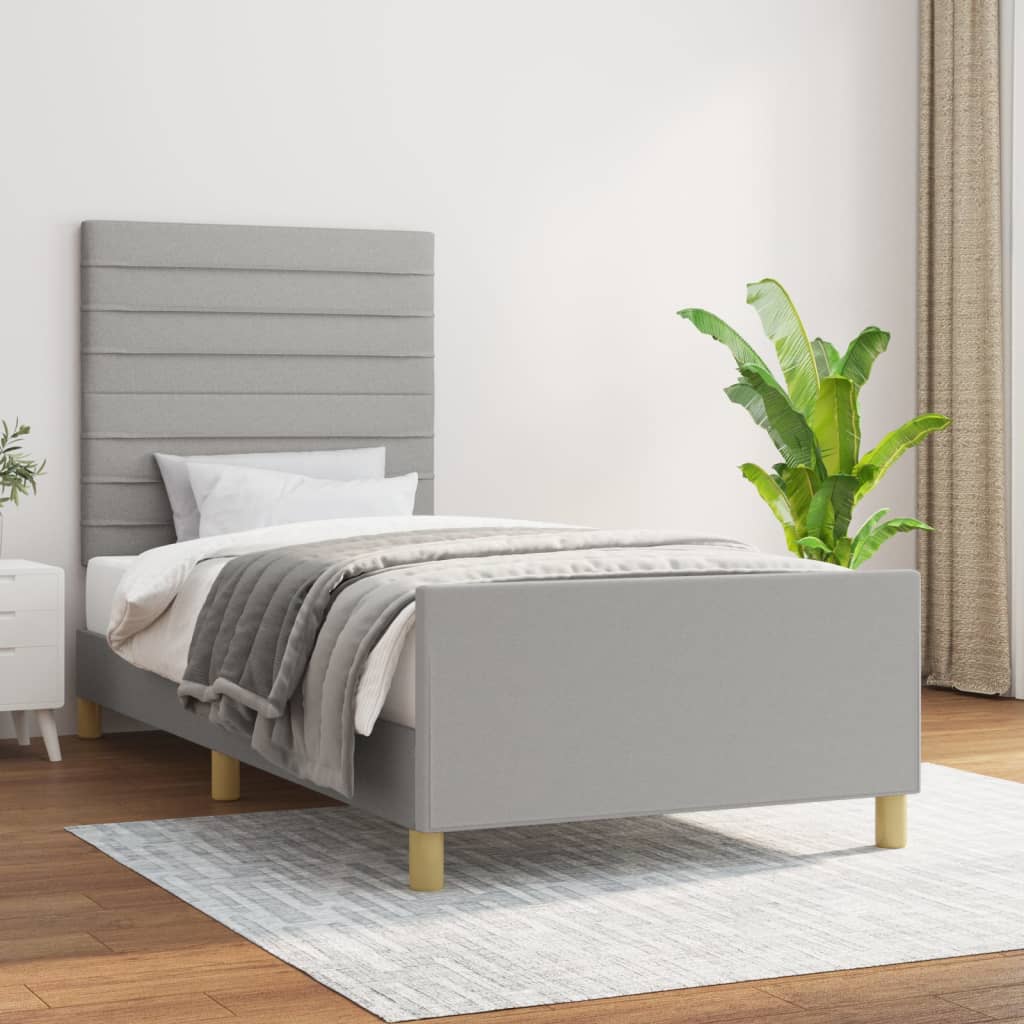 Bedframe zonder matras 90x200 cm stof lichtgrijs is nu te koop bij PeponiXL, paradijselijk wonen!