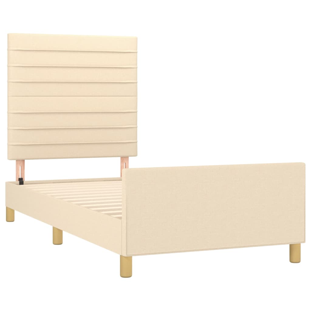 Bedframe zonder matras 90x200 cm stof crèmekleurig is nu te koop bij PeponiXL, paradijselijk wonen!