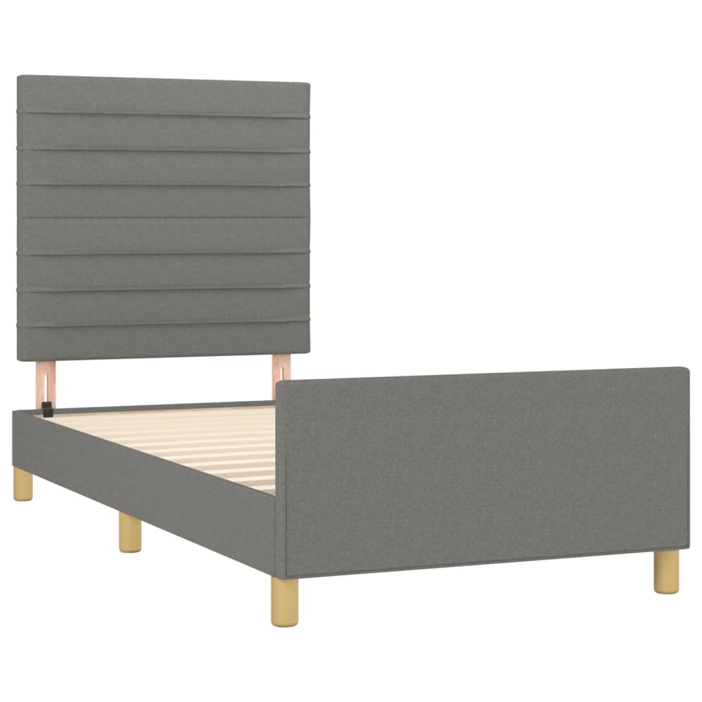 Bedframe zonder matras 100x200 cm stof donkergrijs is nu te koop bij PeponiXL, paradijselijk wonen!