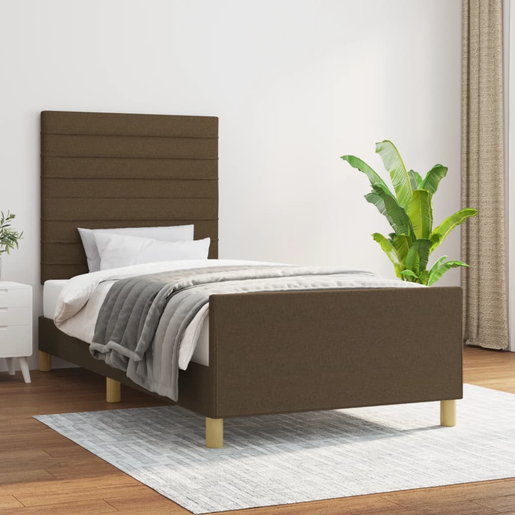 Bedframe zonder matras 100x200 cm stof donkerbruin is nu te koop bij PeponiXL, paradijselijk wonen!