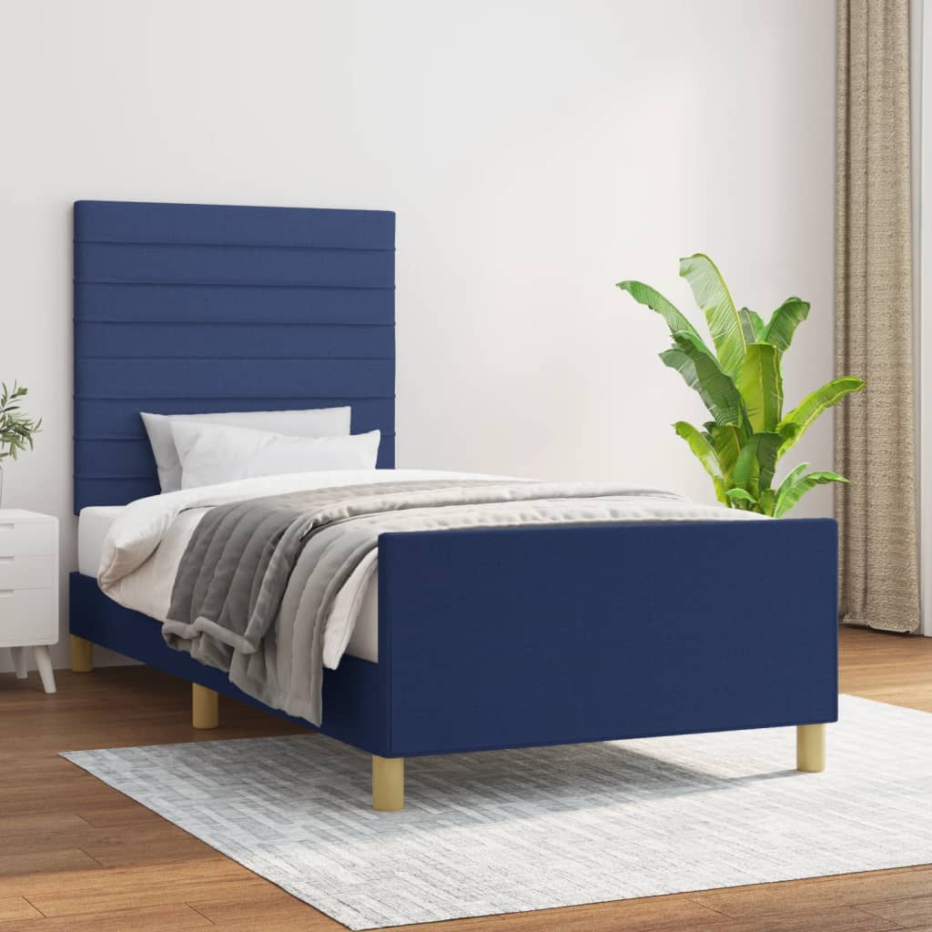 Bedframe zonder matras 100x200 cm stof blauw is nu te koop bij PeponiXL, paradijselijk wonen!