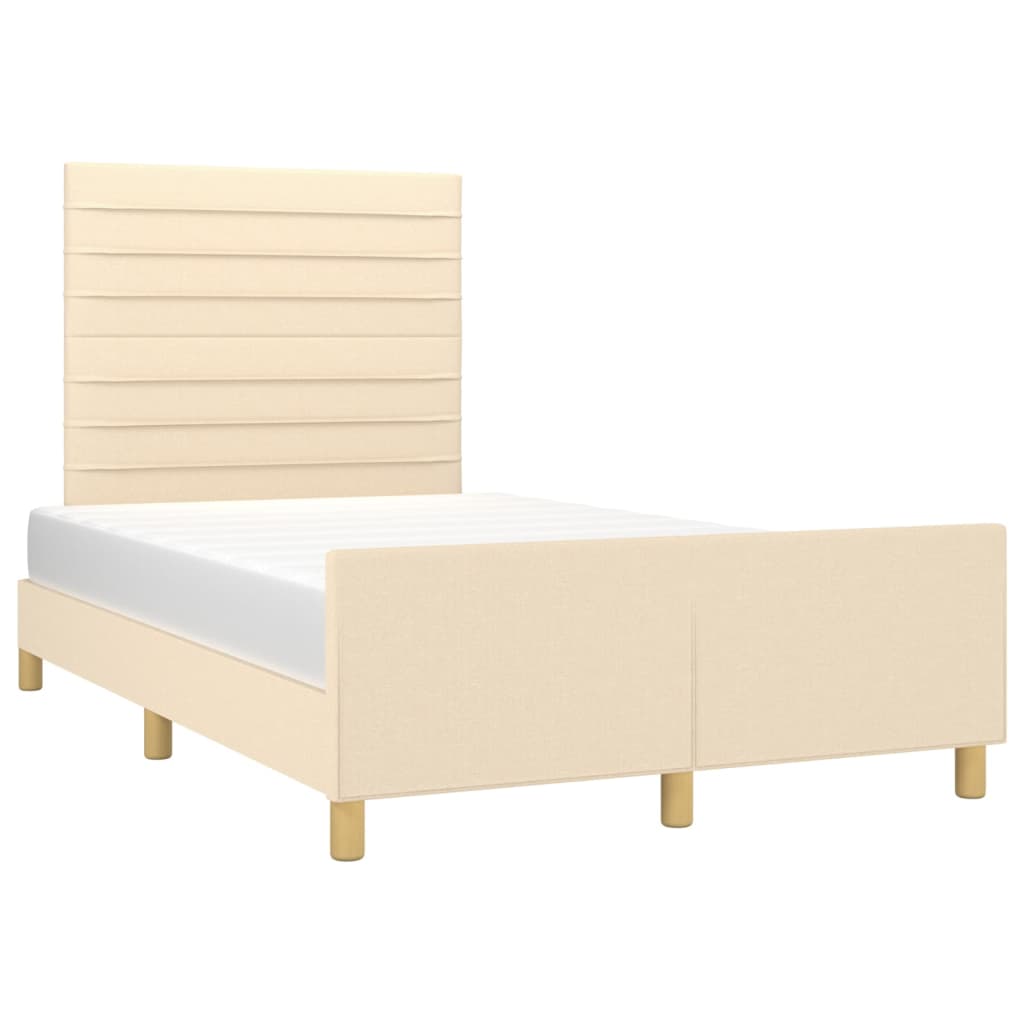 Bedframe zonder matras 120x200 cm stof crèmekleurig is nu te koop bij PeponiXL, paradijselijk wonen!