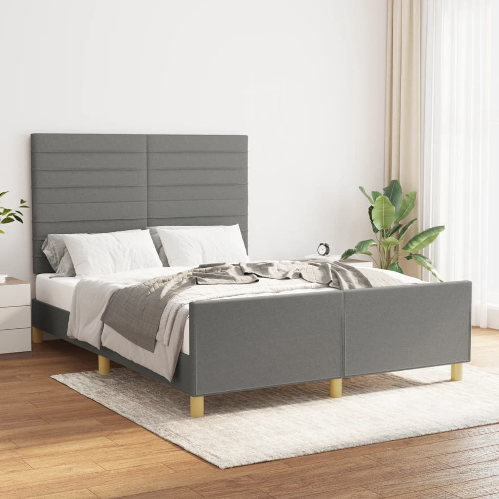 Bedframe zonder matras stof donkergrijs 140x190 cm is nu te koop bij PeponiXL, paradijselijk wonen!