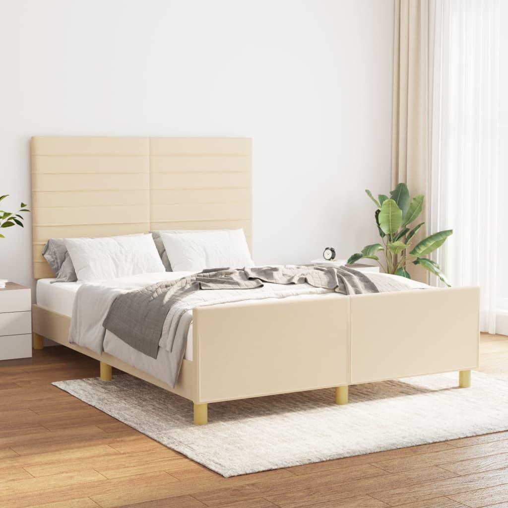 Bedframe zonder matras stof crèmekleurig 140x190 cm is nu te koop bij PeponiXL, paradijselijk wonen!